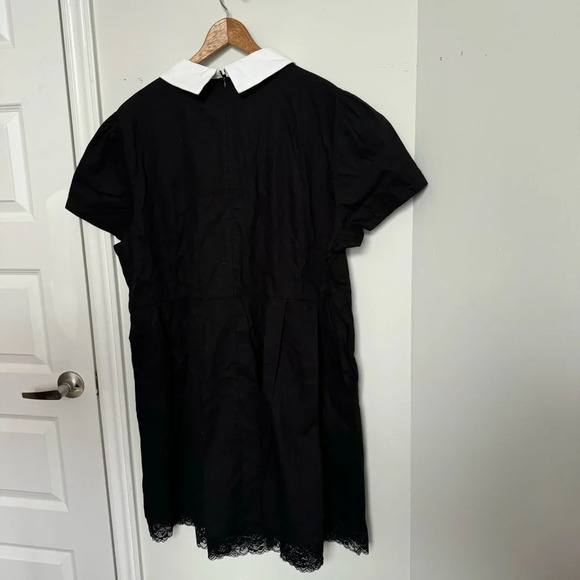 NWT DANGERFIELD Tweedledee Dress Black Short Sleeve Dress White Collar 22 - Picture 7 of 7